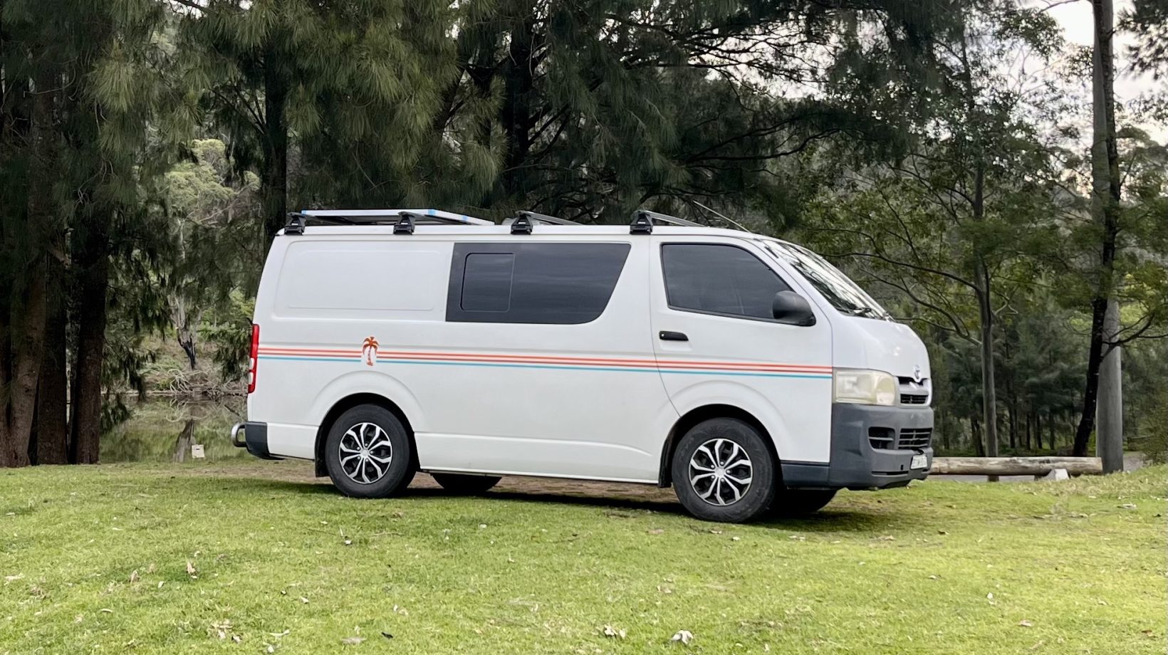 White toyota hiace campervan , Furlo, for hire.